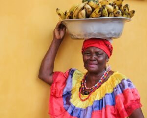 woman, fruit, bananas, basket, palenquera, colombia, cartagena, woman, colombia, colombia, colombia, colombia, colombia, cartagena, cartagena, Turismo en Colombia