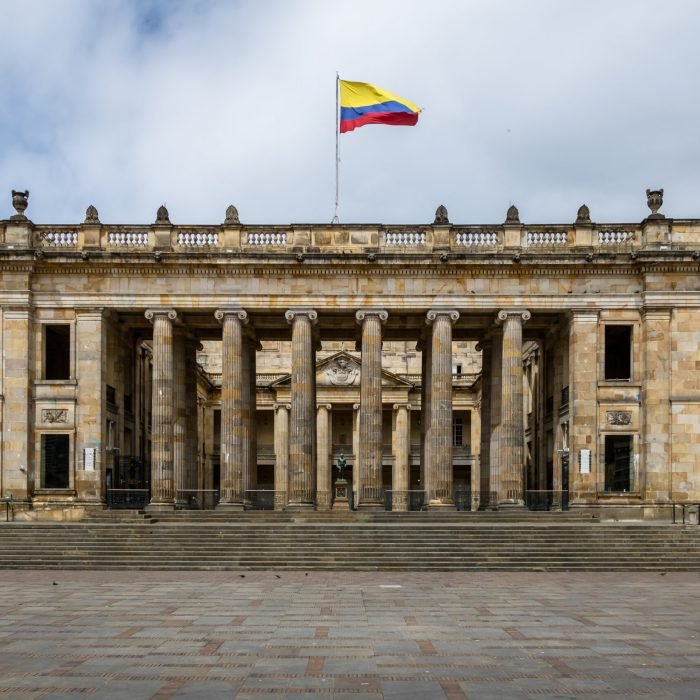 Colombian National Capitol and Congress situated at Bolivar Square - Bogota, Colombia